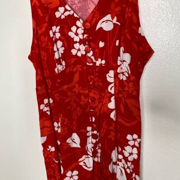 Vintage Hawaiian Red Floral Dress Small Jamie Brooke retro - Picture 3 of 6
